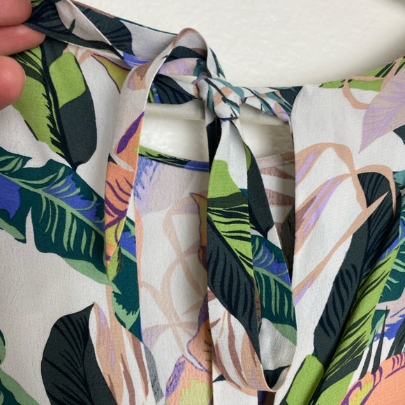 Sanctuary White Tropical Floral Ruffle Short Sleeve‎ Jumpsuit Wide Leg - Medium - Picture 13 of 15